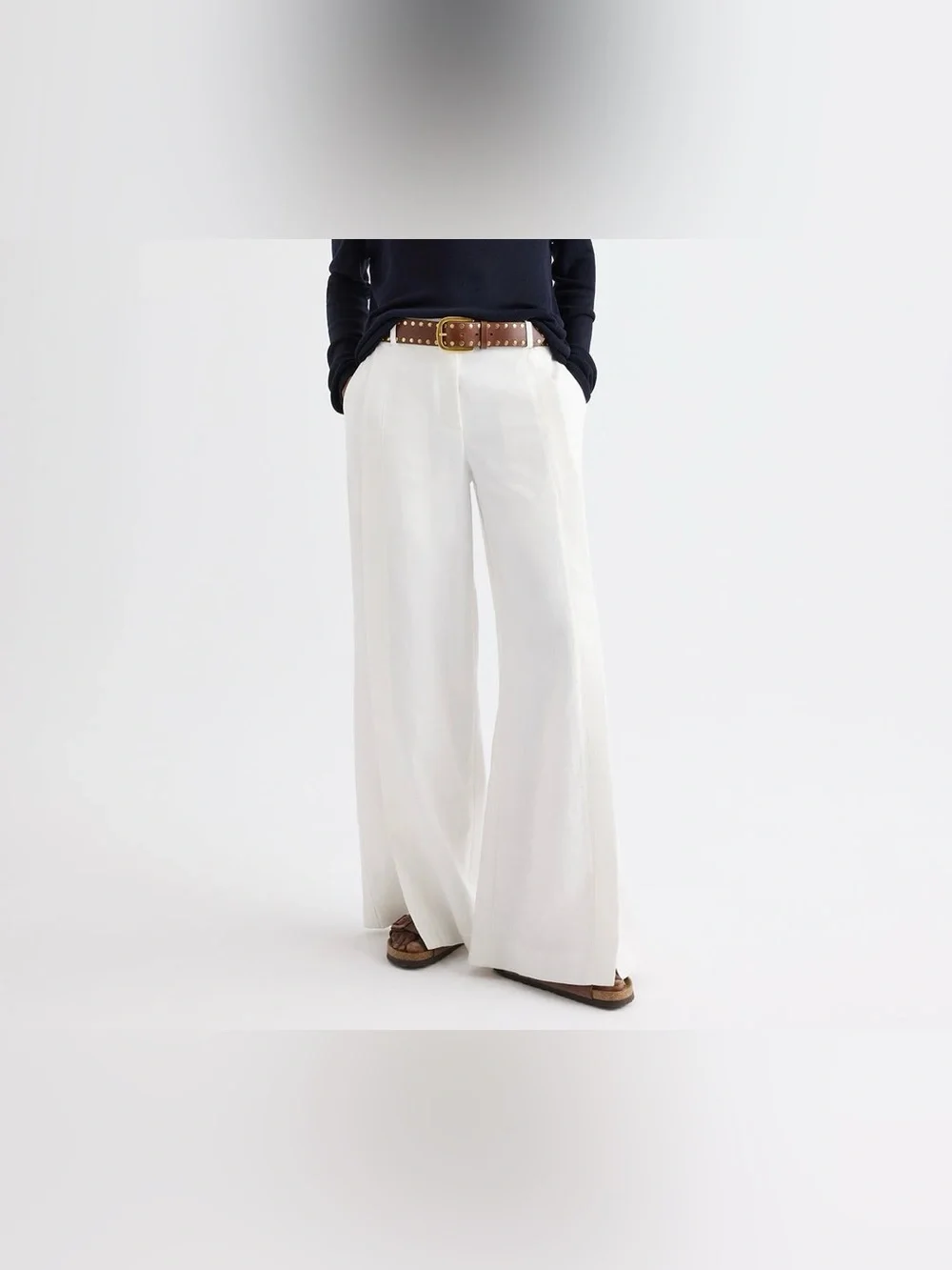 Women's Wide-Leg White Trousers — Clean Tailored Style
